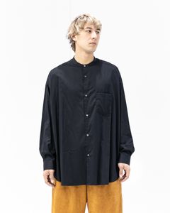 グラフペーパー26SS Silicon Poplin Oversized Band Collar Shirt(GM261-50181)BLACK☆2月28日(土)発売！