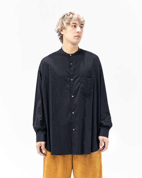 グラフペーパー26SS Silicon Poplin Oversized Band Collar Shirt(GM261-50181)BLACK☆2月28日(土)発売！
