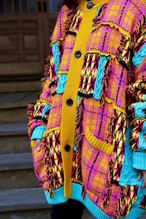 KIDILL Chaotic Argyle Tartan Cardigan"Yellow×Pink"Style.2020.12.14.