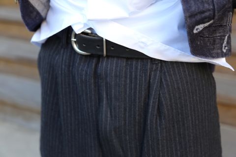 COMME des GARCONS HOMME ウールヘリンボーンストライプ製品縮絨パンツ"CHARCOAL"Style.2020.10.18.