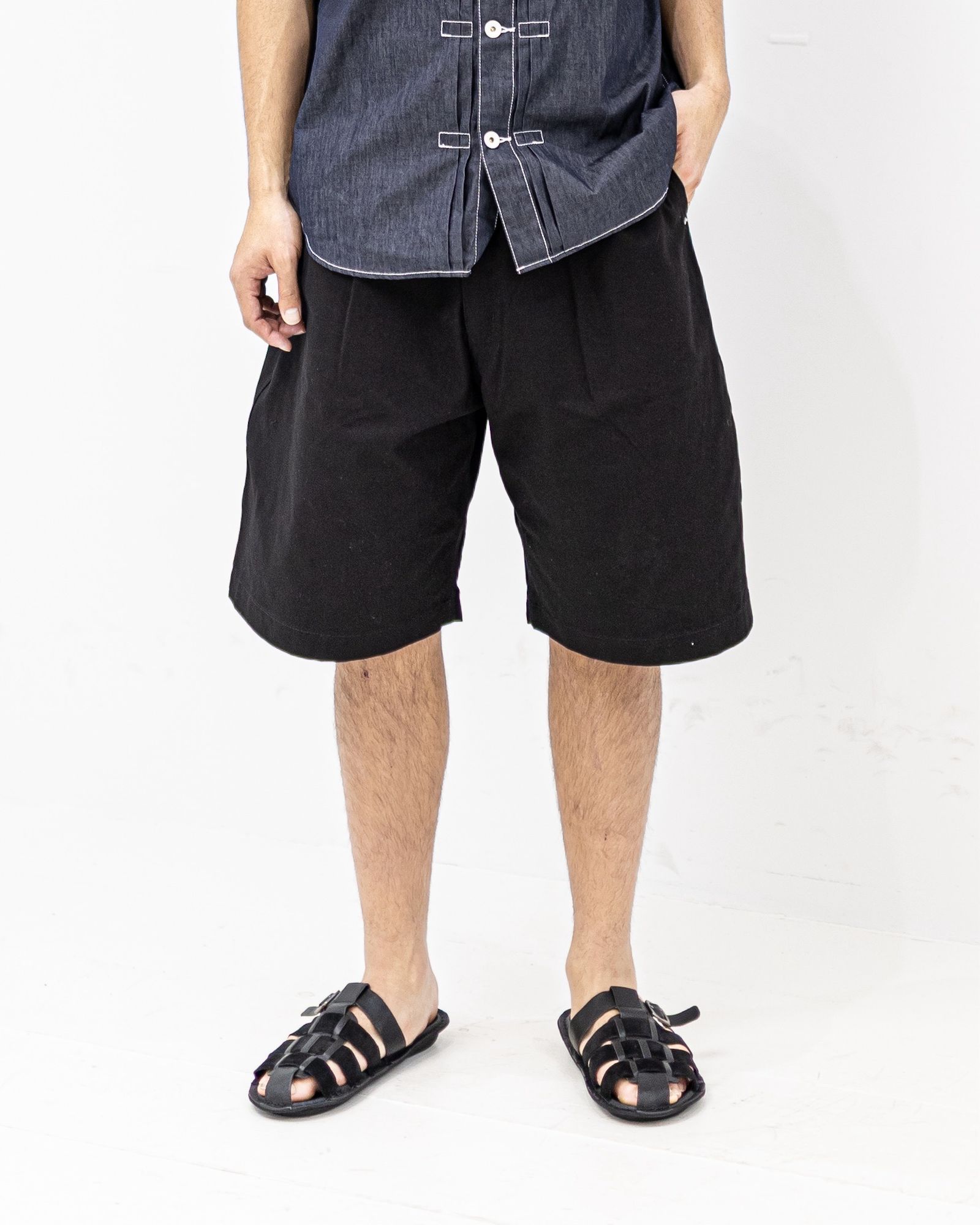 コムデギャルソンオム26SS 綿オックスショートパンツ(HQ-P028-051)BLACK