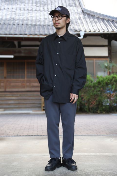 Graphpaper Broad L/S Oversized Regular Collar Shirt"BLACK"Style.2020.10.4.