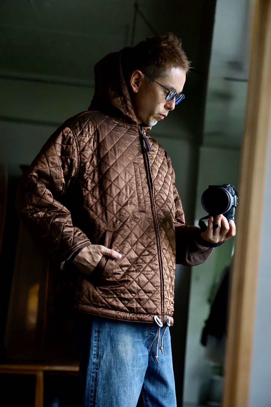 COMME des GARCONS HOMME 26FW リバーシブルキルティングフーデッドパーカスタイル