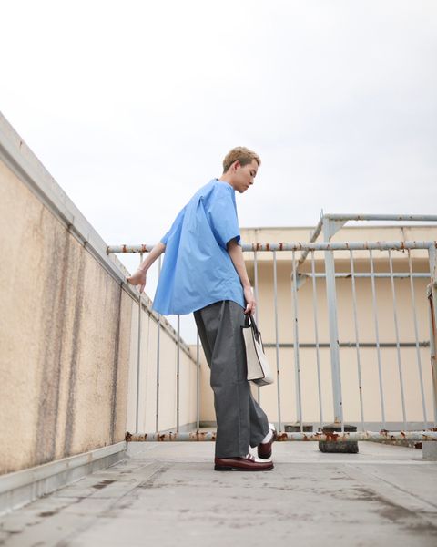 Graphpaper グラフペーパー23SS Broad S/S Oversized Band Collar Shirtスタイル