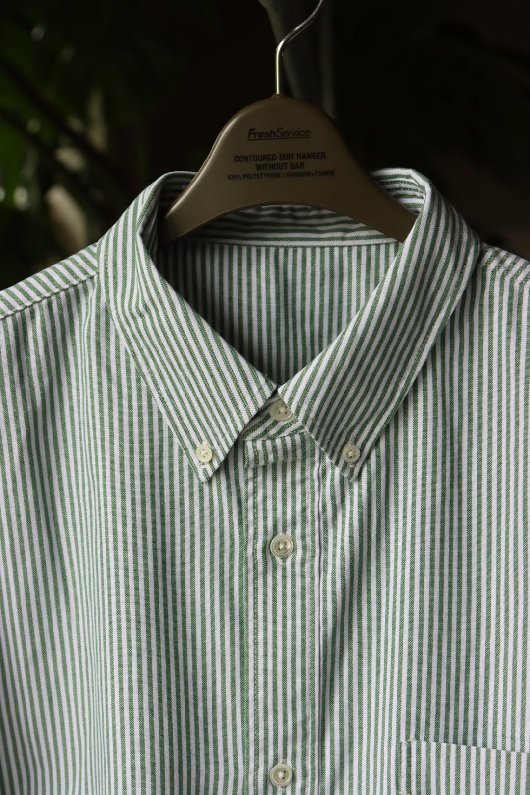 フレッシュサービス DRY OXFORD CORPORATE S/S B.D. SHIRT(FSC251-50004B)GREEN STRIPE