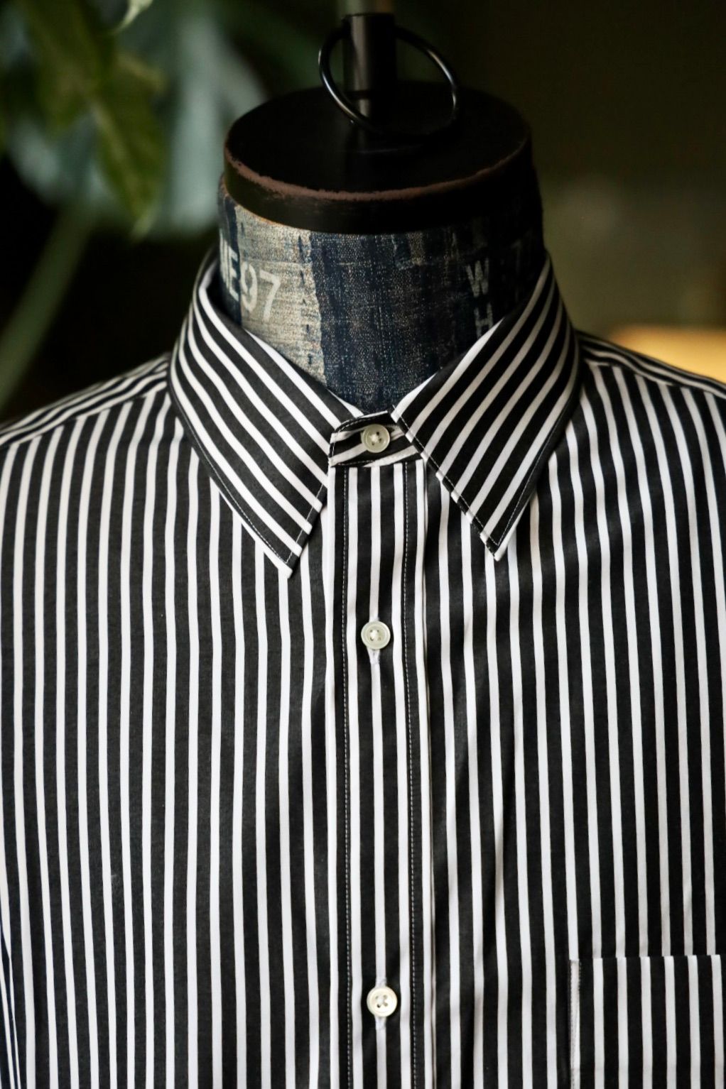 グラフペーパー25AW High Count Regular Collar Round Cut Oversized Shirt (GM253-50030C)BLACK STRIPE☆7月12日(土)発売！