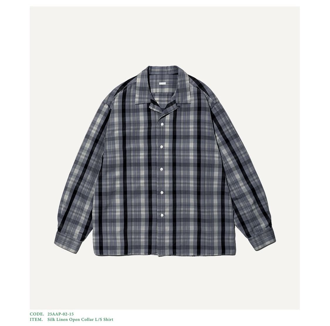 アプレッセ2025 STYLE2 Silk Linen Open Collar L/S Shirt(25AAP-02-15)CHECK☆7月12日(土)発売！