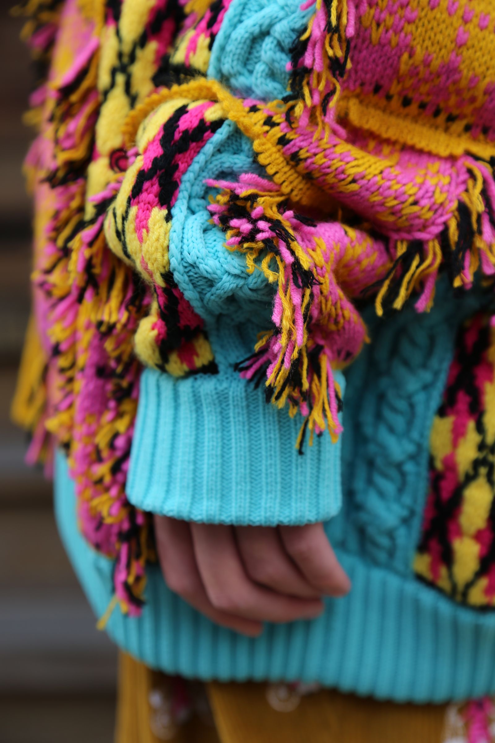 KIDILL 2020A/W 新作Chaotic Argyle Tartan Cardigan"Yellow×Pink" style.2020.11.23.
