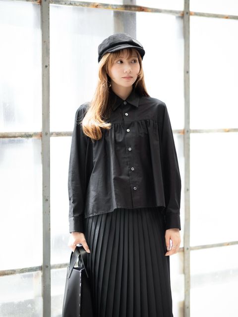 tao 26FW 綿ブロードギャザーブラウス(TZ-B006-051-1)BLACK☆8月7日(金)発売！
