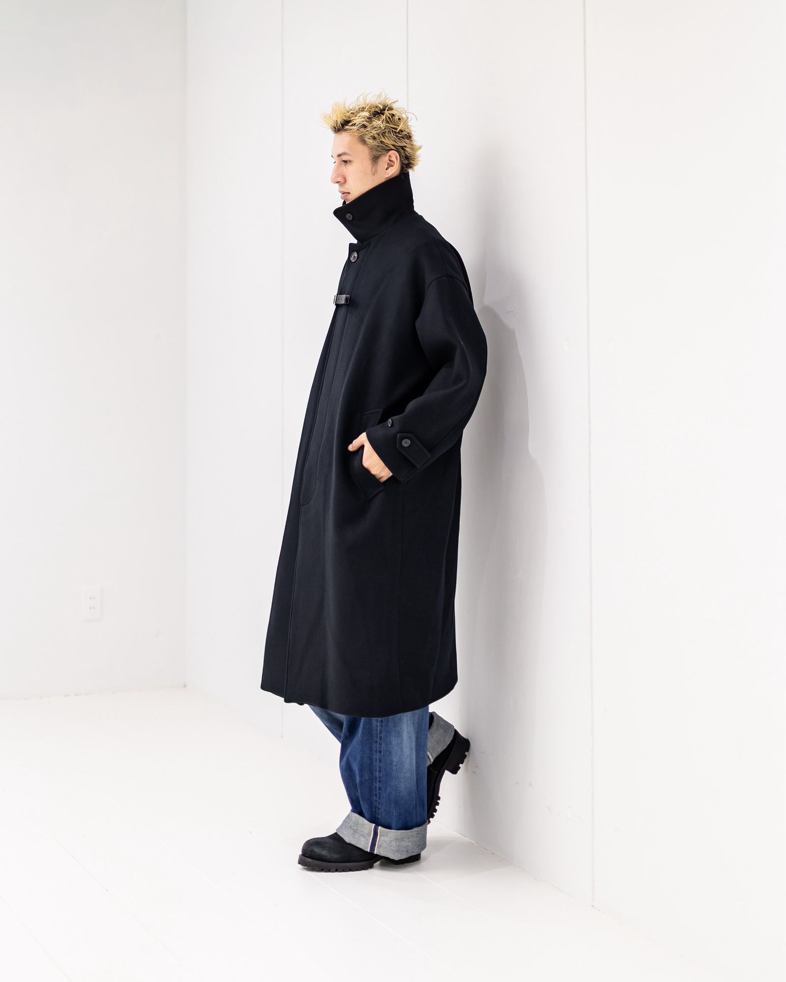 ヨーク 25FW Melton Big Balmaccan Coat(YK25FW01033C)BLACK☆10月11日(土)新作発売！