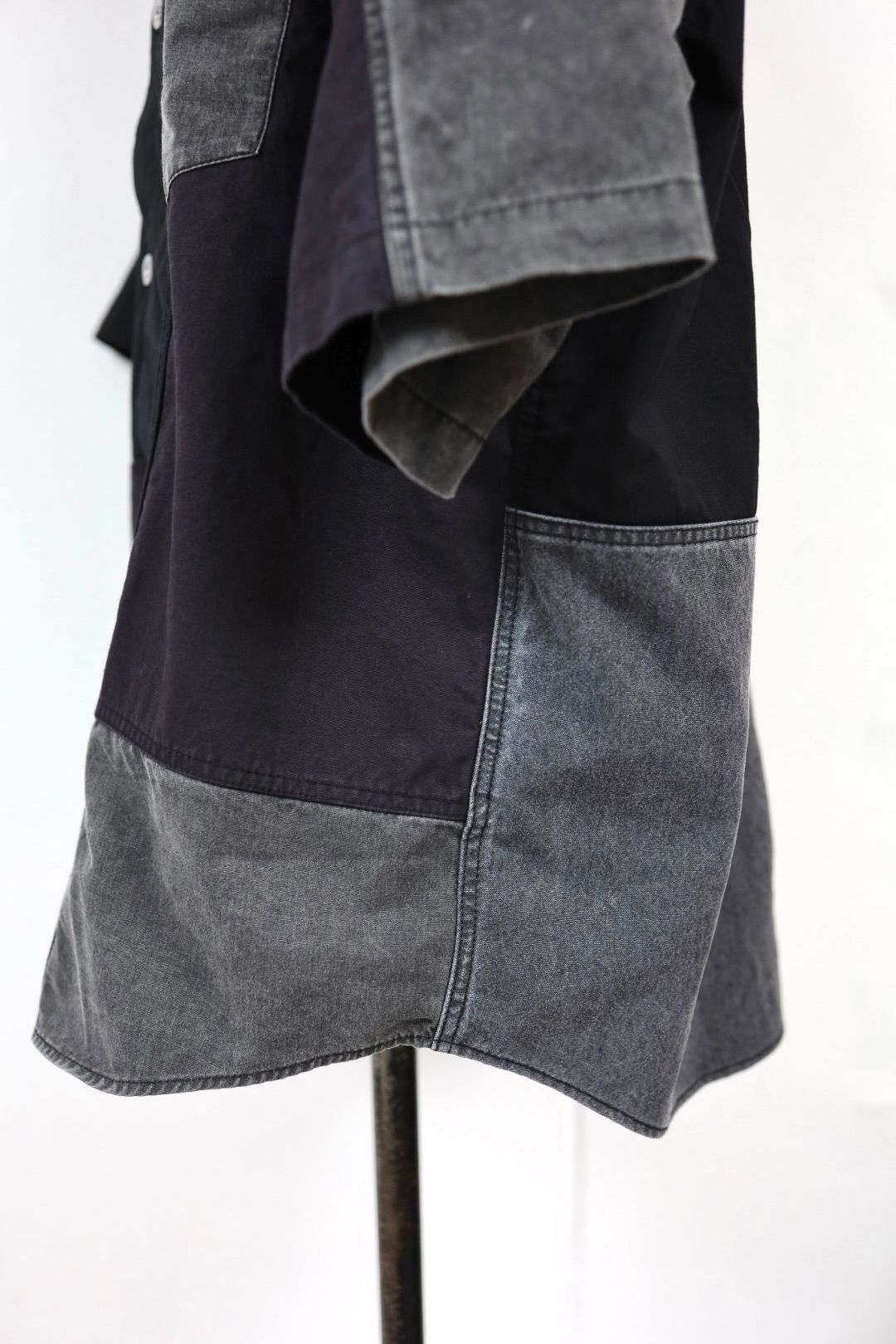 コムデギャルソンオム26SS 綿オックス×多素材MIXシャツ(HQ-B019-051)BLACK×GRAY☆4月3日(金)発売！