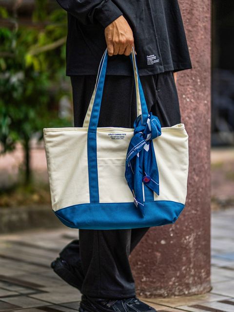 フレッシュサービス 26AW UTILITY CANVAS TOTE "FE MONOGRAM"(FSP263-90121FE)WHITE×BLUE☆8月29日(土)新作発売！