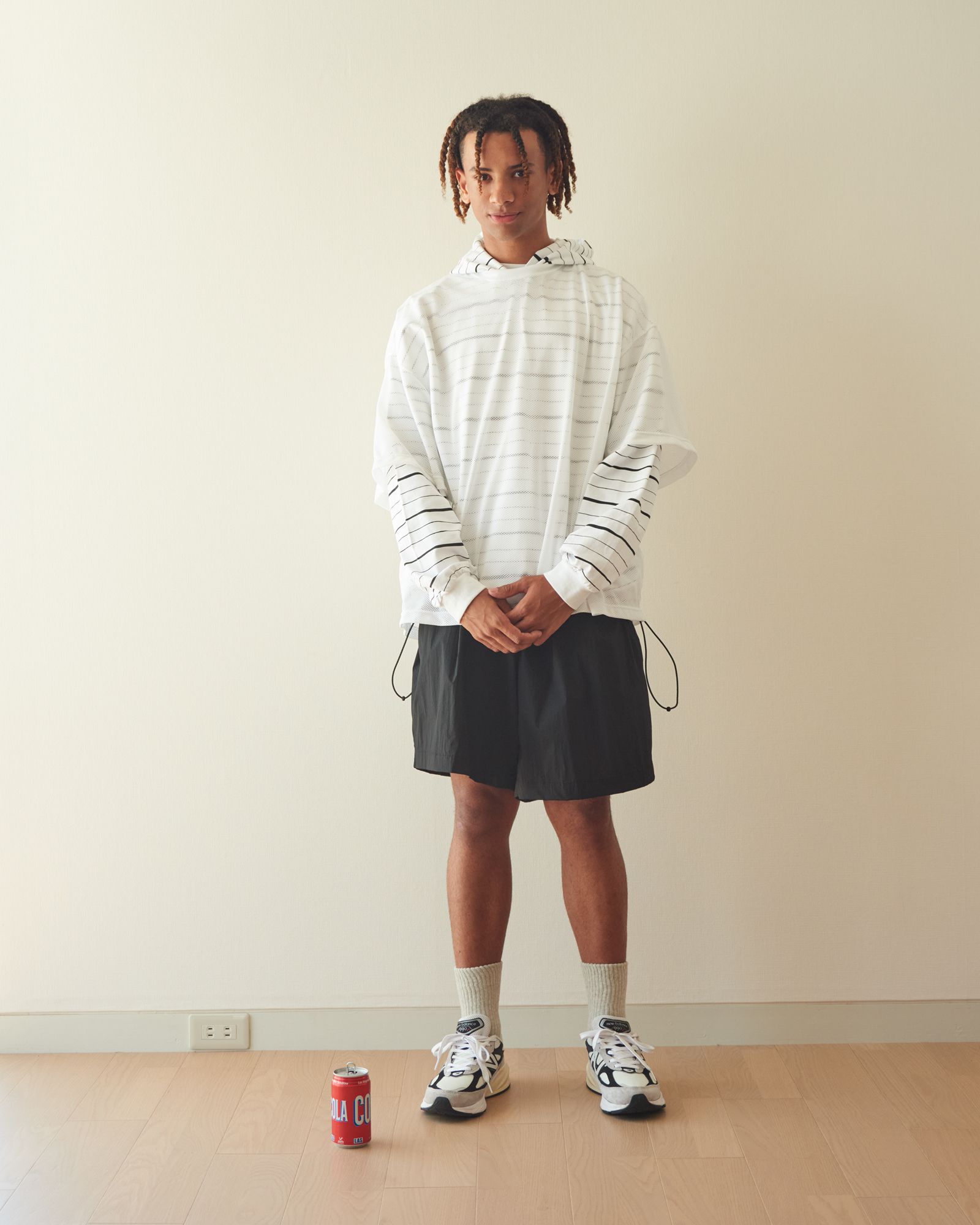 HOODIE MIX SIDE STRIPE LS TEE | mark