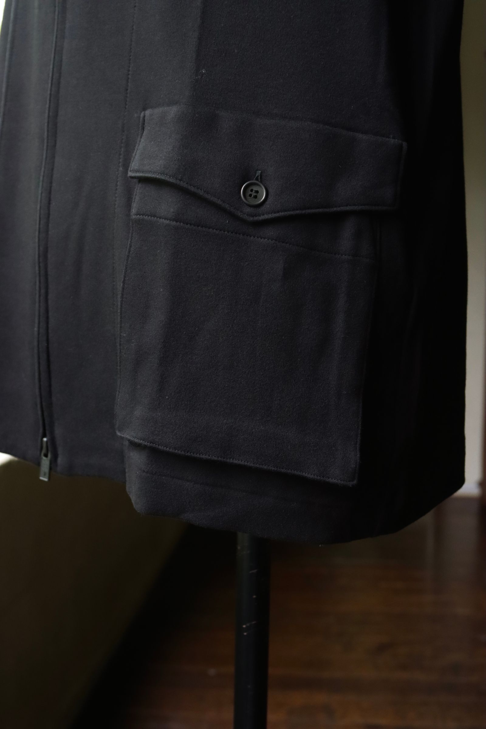 ヨウジヤマモト24SS COTTON SMOOTH RE ZIP VEST(HS-T56-082)BLACK
