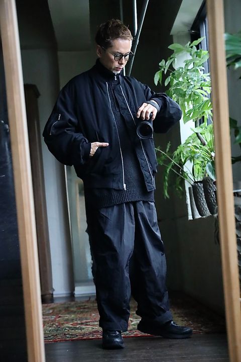 Graphpaper Fulled Wool Twill Flight Jacket"BKACK"スタイル