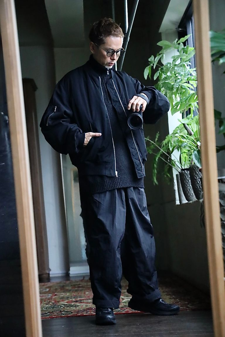 Graphpaper Fulled Wool Twill Flight Jacket"BKACK"スタイル
