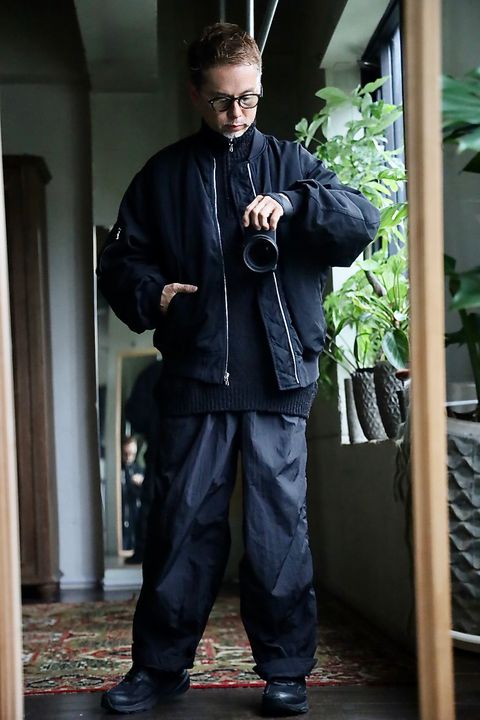 Graphpaper Fulled Wool Twill Flight Jacket"BKACK"スタイル