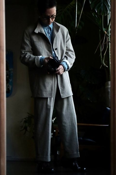 A.PRESSE 23SS Hunting Jacket & Herringbone Trousersスタイル.2023.3.5.