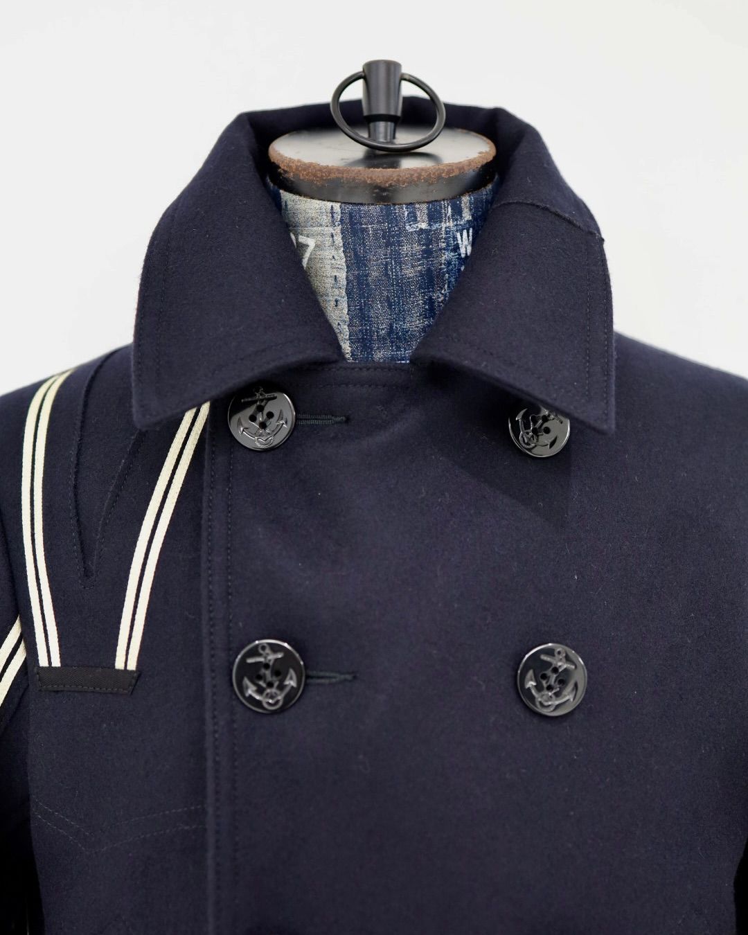 ジュンヤワタナベマン 26FW ウールナイロンメルトン NEEDLES Wネーム Pコート (WR-J105-051)NAVY☆10月2日(金)発売！