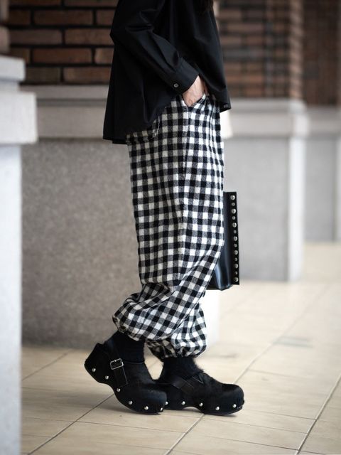 tao 26FW ウールギンガムチェック先染 製品縮絨パンツ style.2026.10.2