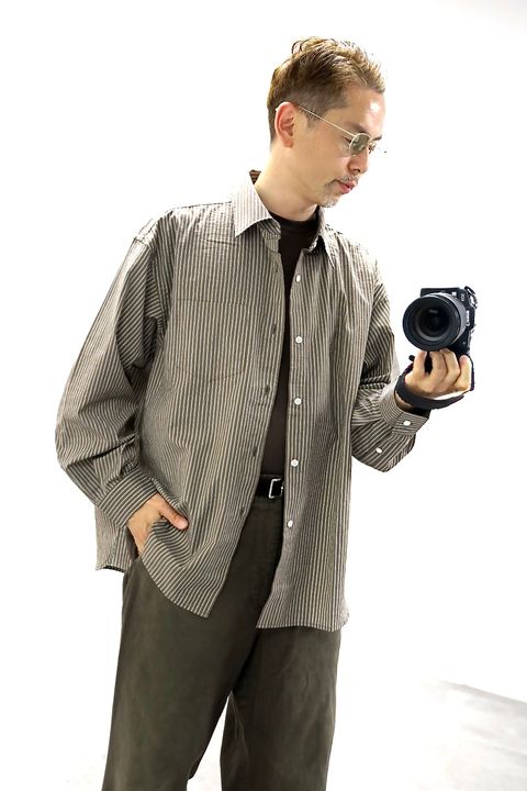 FreshService 26SS CHRAFTeX® L/S STRIPE SHIRT"BROWN STRIPE"スタイル