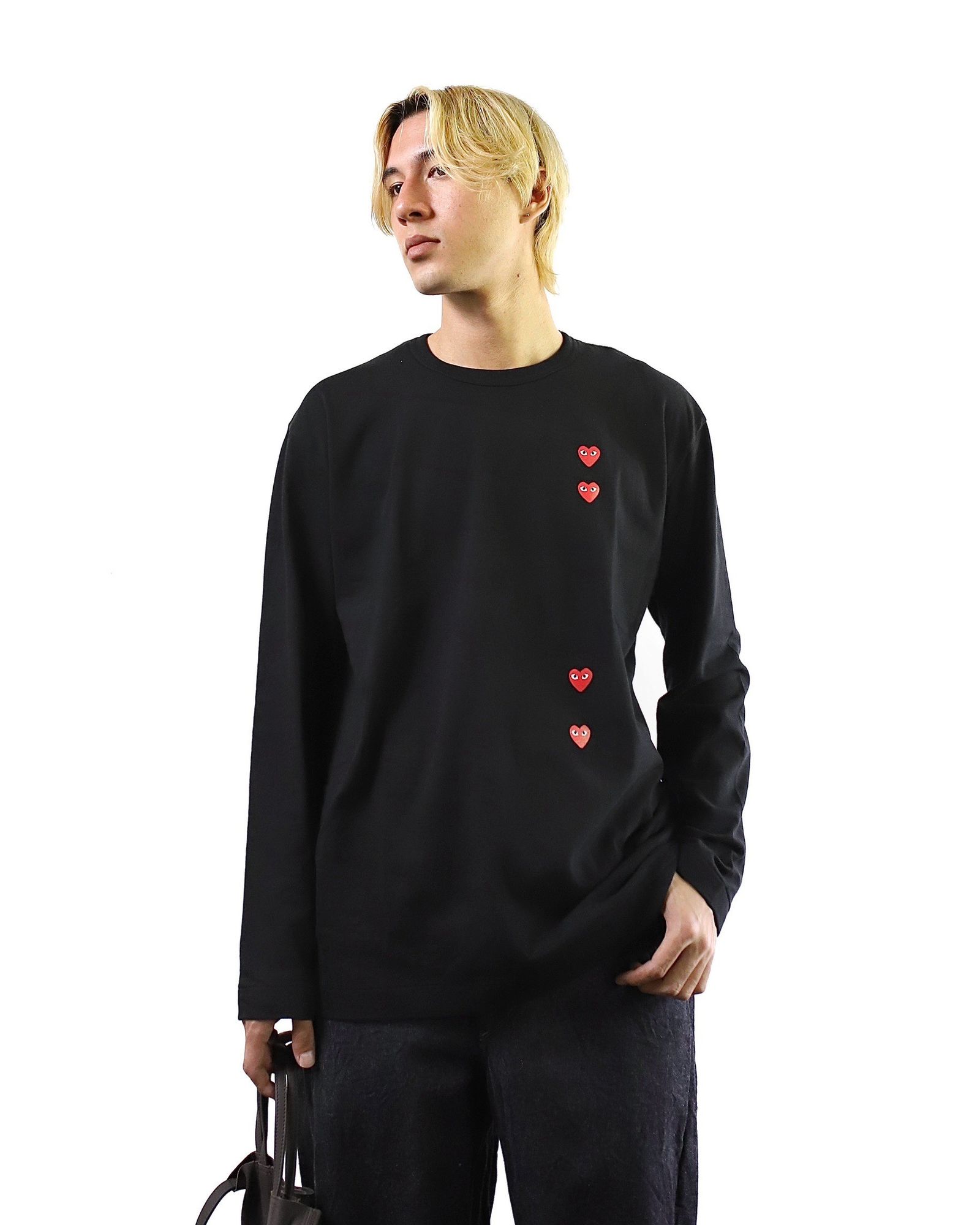 PLAY Comme des Garçons M Tシャツ PLAY COMME des GARCONS 24SS PLAY VERTICAL 4 HEART L/S T