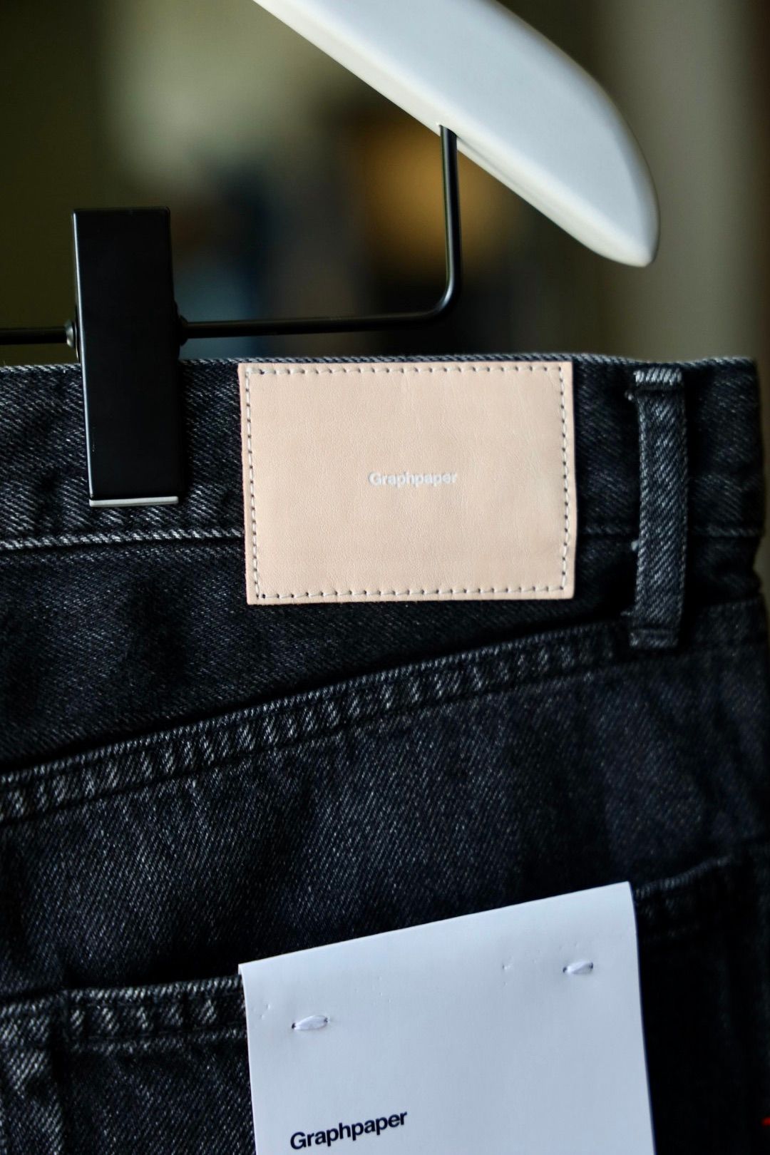 グラフペーパー graphpaper Selvage パンツ　黒　非売品ポーチ付 未使用 Graphpaper グラフペーパー Selvage Denim Two Tuck