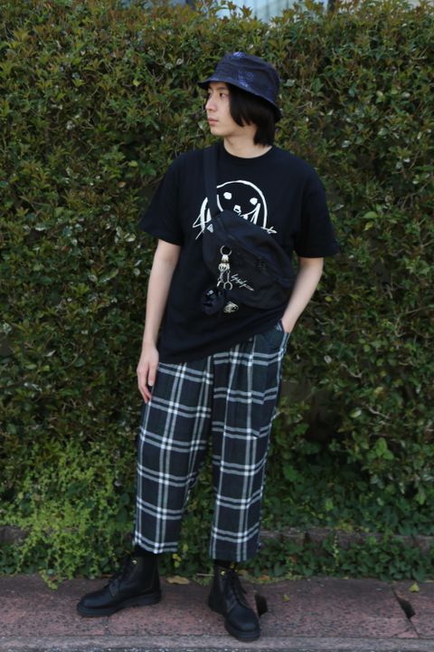 Yohji Yamamoto 半袖 コットン Tシャツ SS21 スマイル シグネチャーロゴ(HD-T98-083) style.2021.4.13