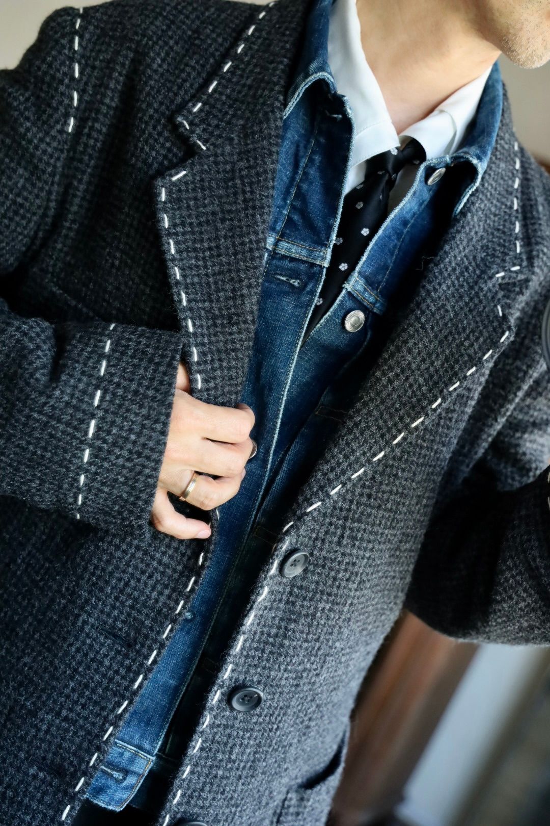 Yohji Yamamoto Y's 25AW HOUNDSTOOTH STITCH JACKETスタイル