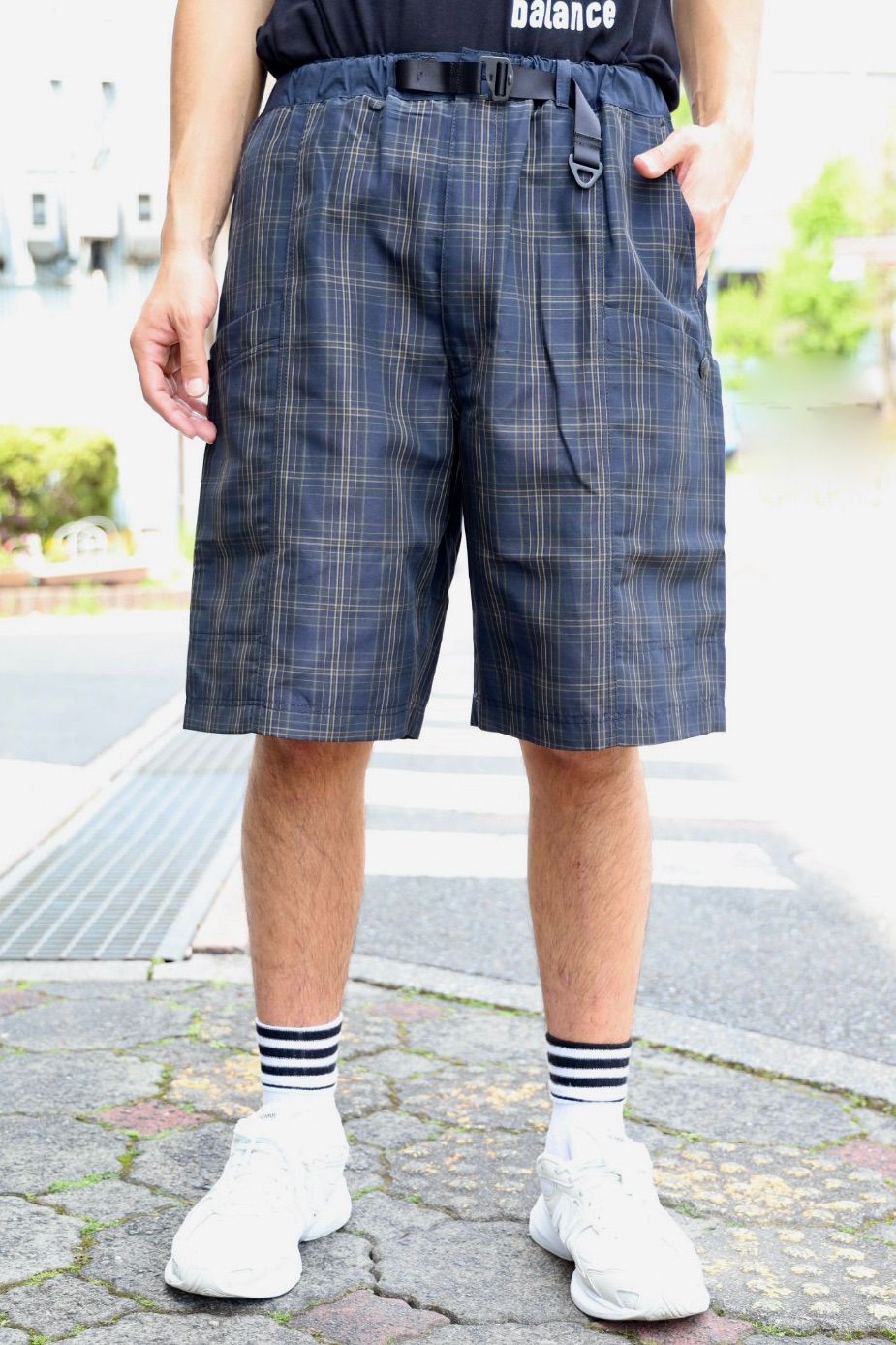 コムデギャルソンオム26SS エステルラミーチェックショーツ(HQ-P027-051)NAVY☆4月3日(金)発売！