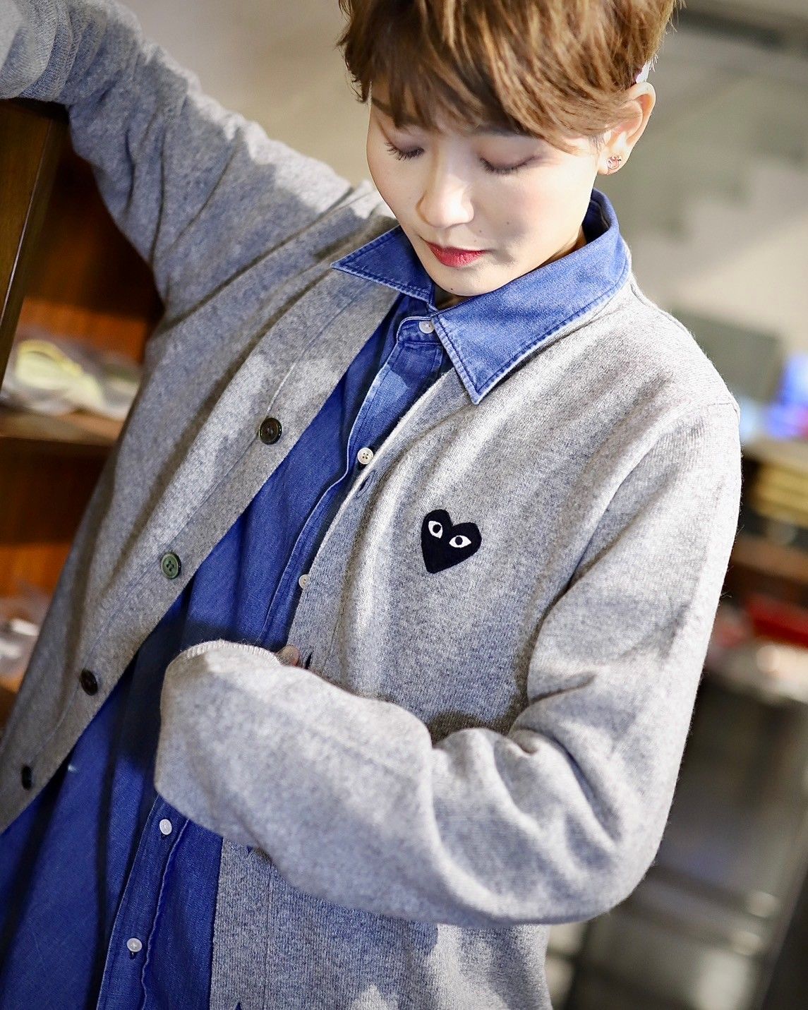 プレイ コムデギャルソン 新作 PLAY CARDIGAN style.2023.12.17