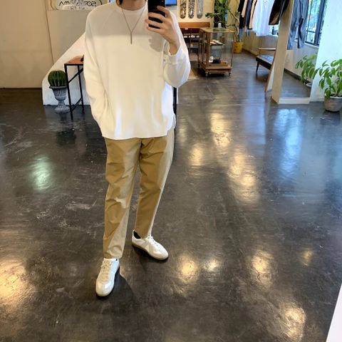 Graphpaper Waffle L/S Tee(GM203-70139B)"WHITE" style.2020.7.17.