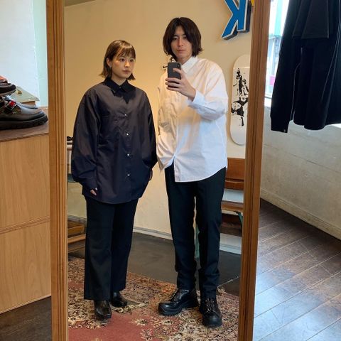 Graphpaper Broad L/S Oversized Regular Collar Shirt(GM203-50110B) style.2020.7.19.