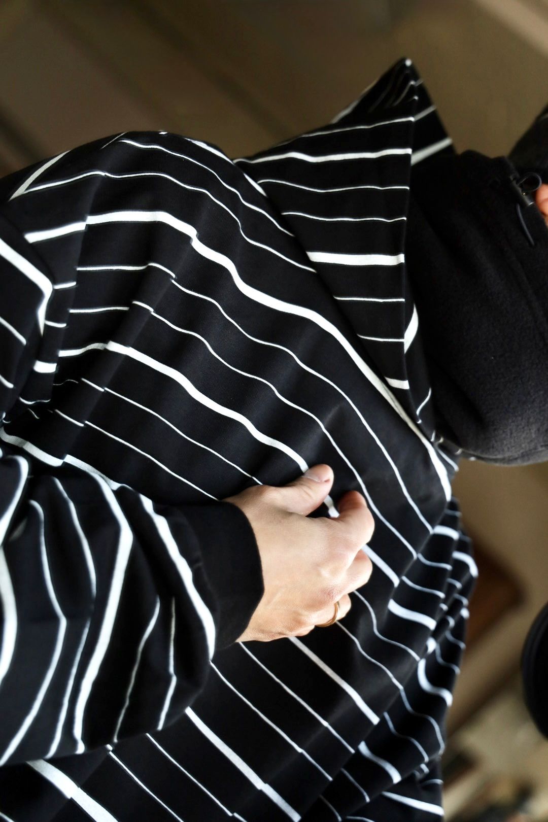 S.F.C 25SS HOODIE MIX SIDE STRIPE LS TEE"Black-White"スタイル