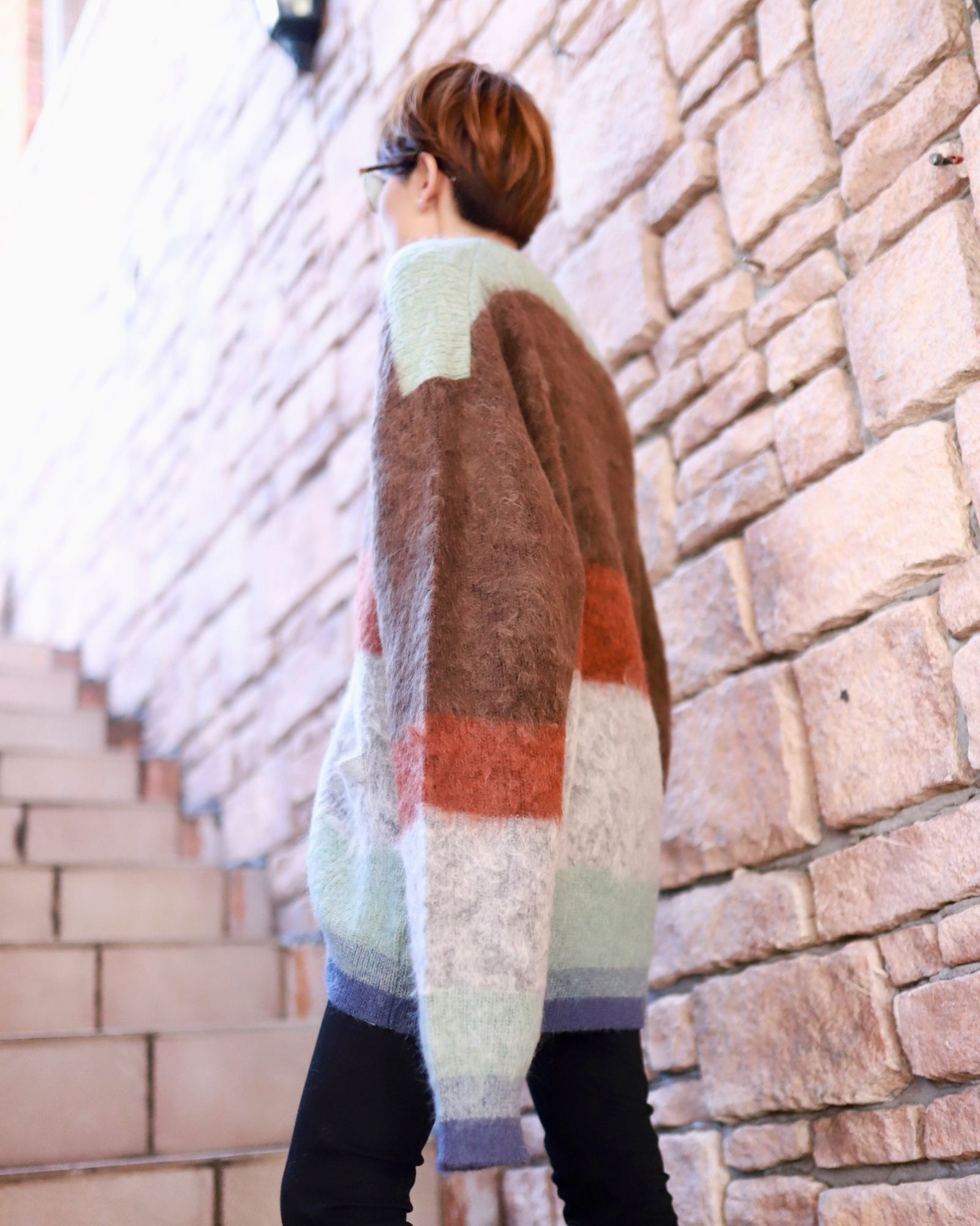 ヨーク23AW MOHAIR BORDER CARDIGAN(YK23FW0571S)BROWN