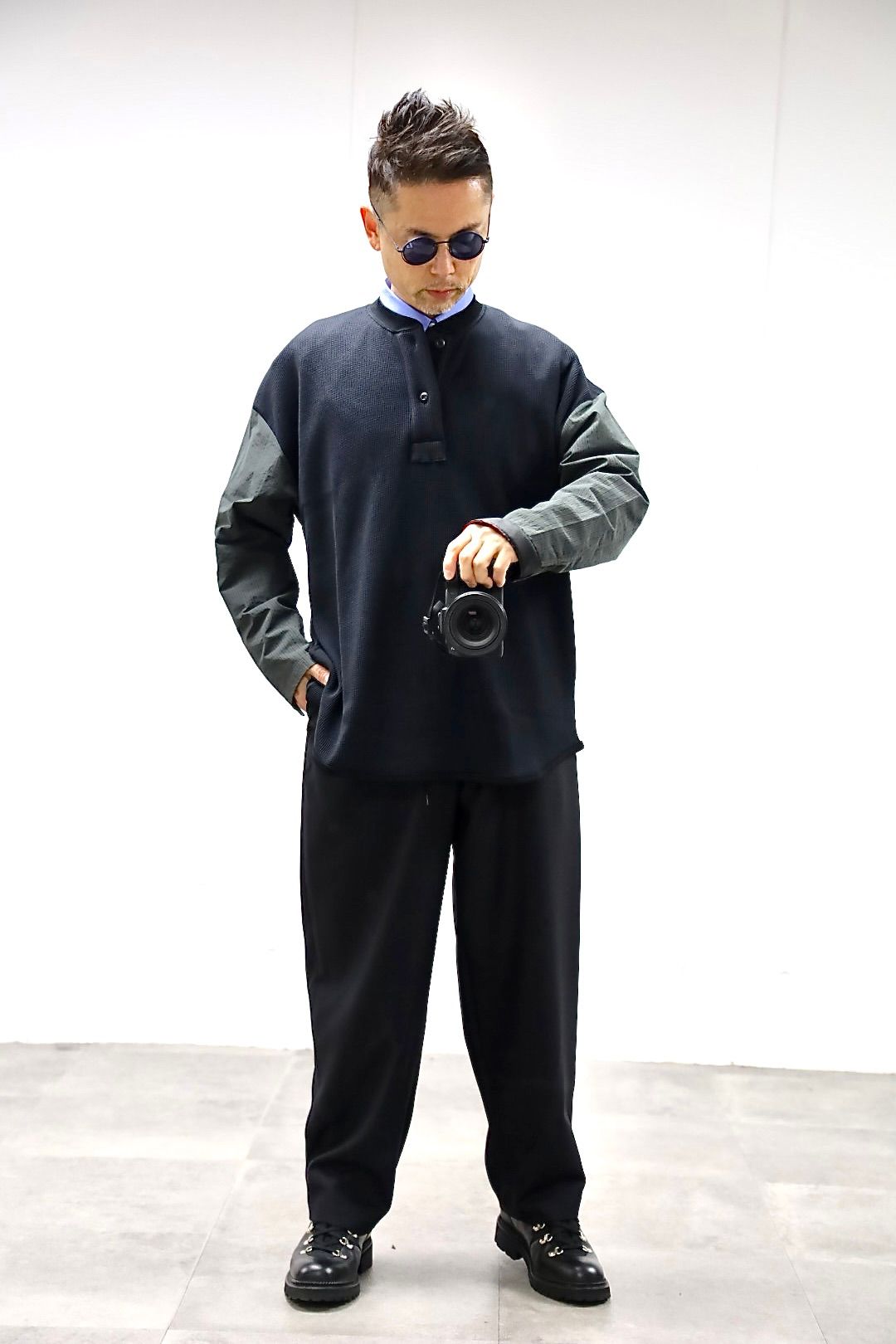 COMME des GARCONS HOMME 26SS ワッフルヘンリー切替えカットソースタイル