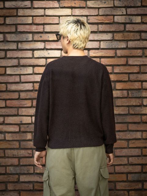 A.PRESSE Brushed Cashmere Middle Gauge Henley Neck Sweater (BROWN)MARKスタイル！