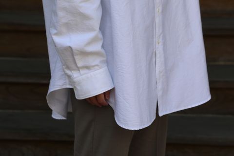 Graphpaper Oxford Oversized Band Collar Shirt(GM211-50137B) style. 2021.04.18.