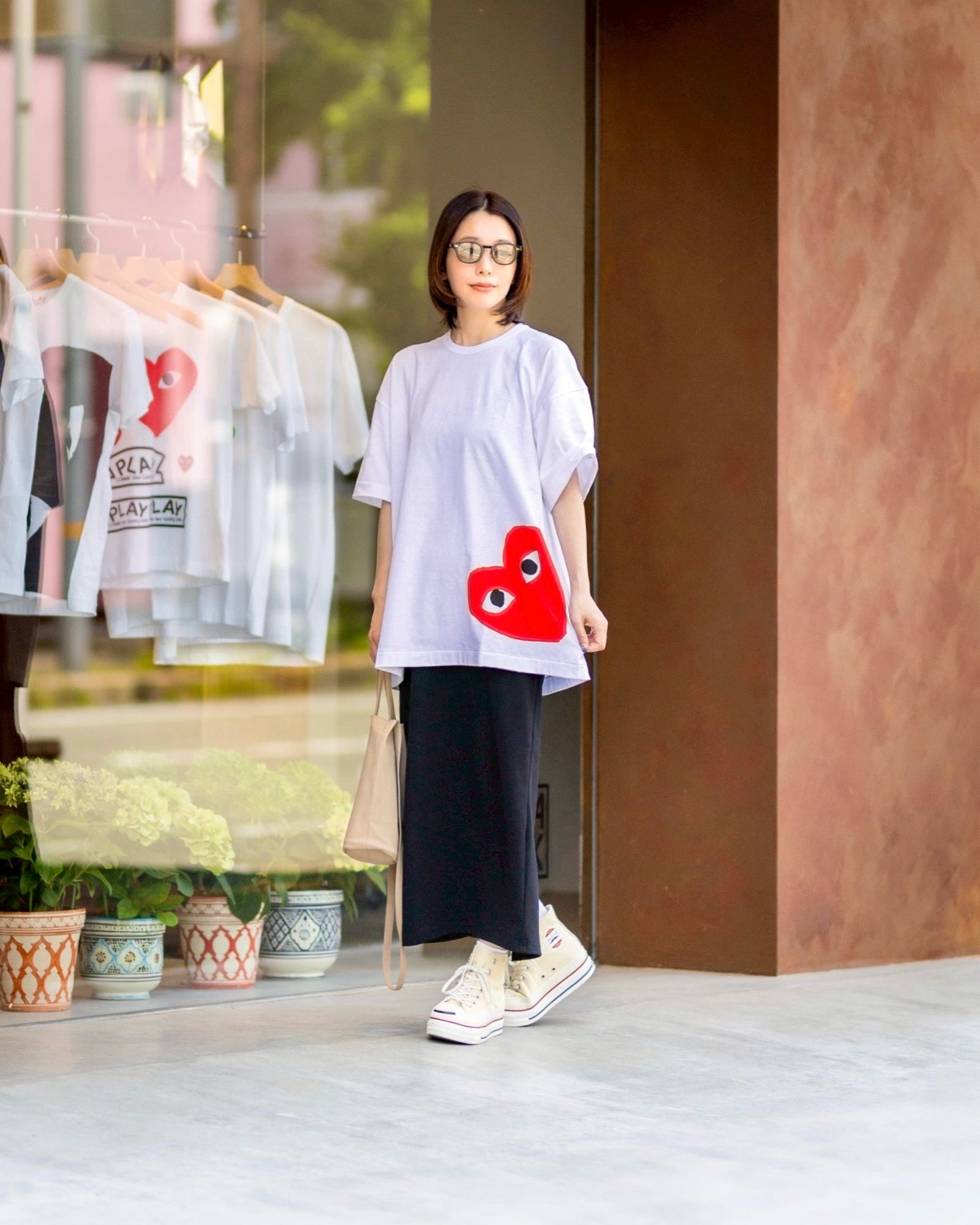 コムデギャルソン　PLAY Tシャツ　レディース　M 楽天市場】COMME des GARCONS コムデギャルソン Play Logo T