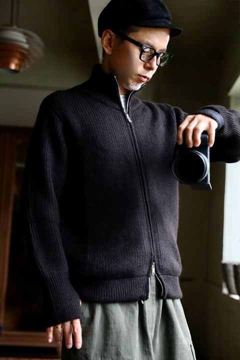 MARKAWARE 26AW DRIVERS KNIT"NATURAL BLACK"スタイル