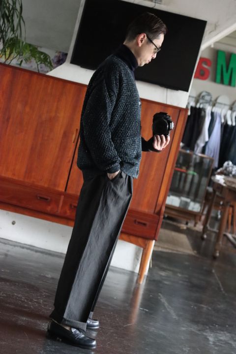 YOKE 22SS MESHED KNIT CARDIGAN"OCEAN NAVY"style.2022.2.21.