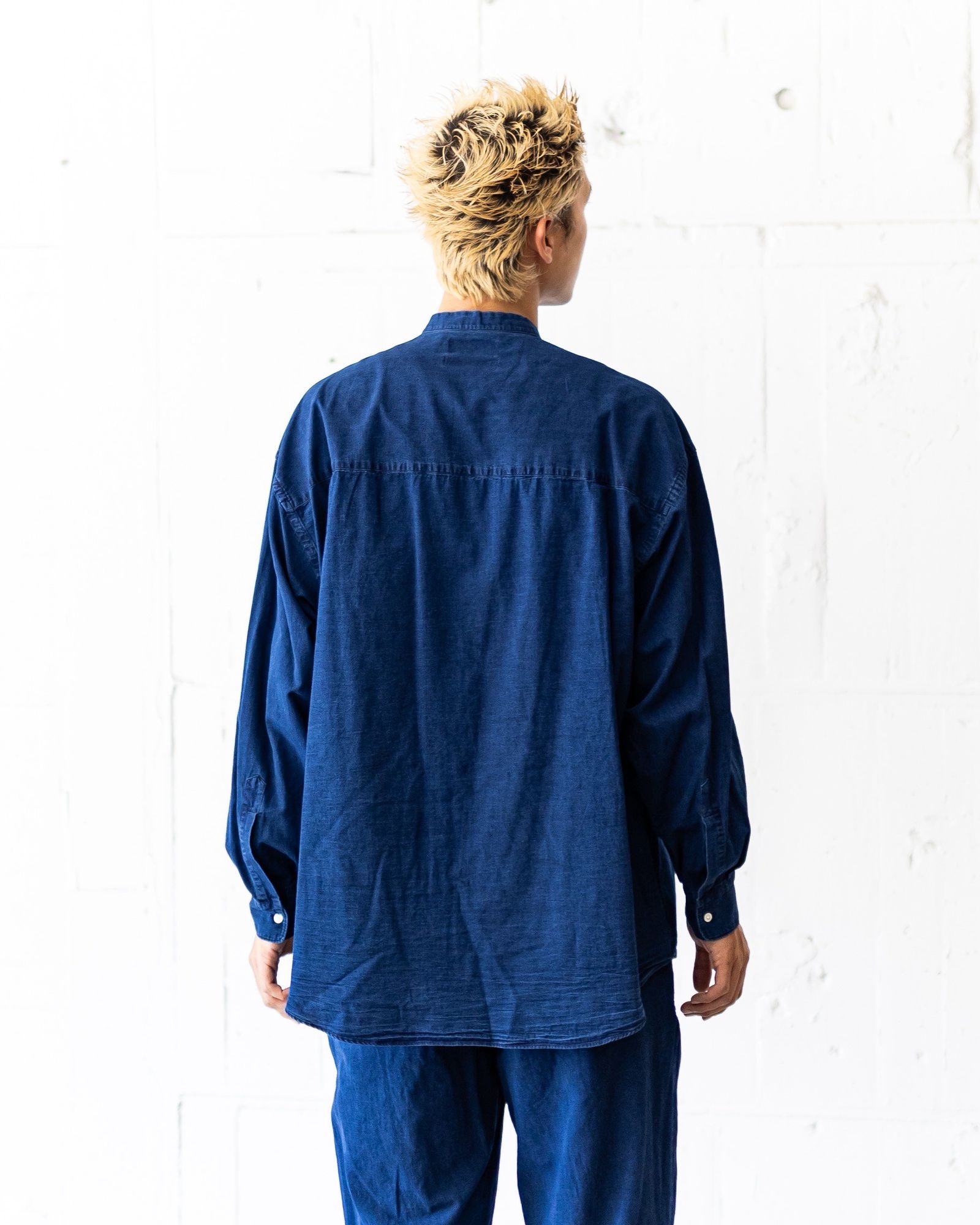 Graphpaper SIDOGRAS Indigo Poplin L/S Oversized Band Collar Shirt(DARK FADE)☆8月2日(土)新作発売！