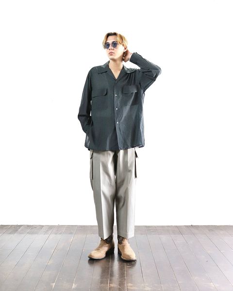 YOKE 新作PIXEL LOW PLAID OPEN COLLAR SHIRT style.2024