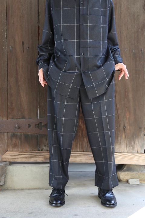 YOKE NAVY CHECKセットアップスタイル.2020.11.1.