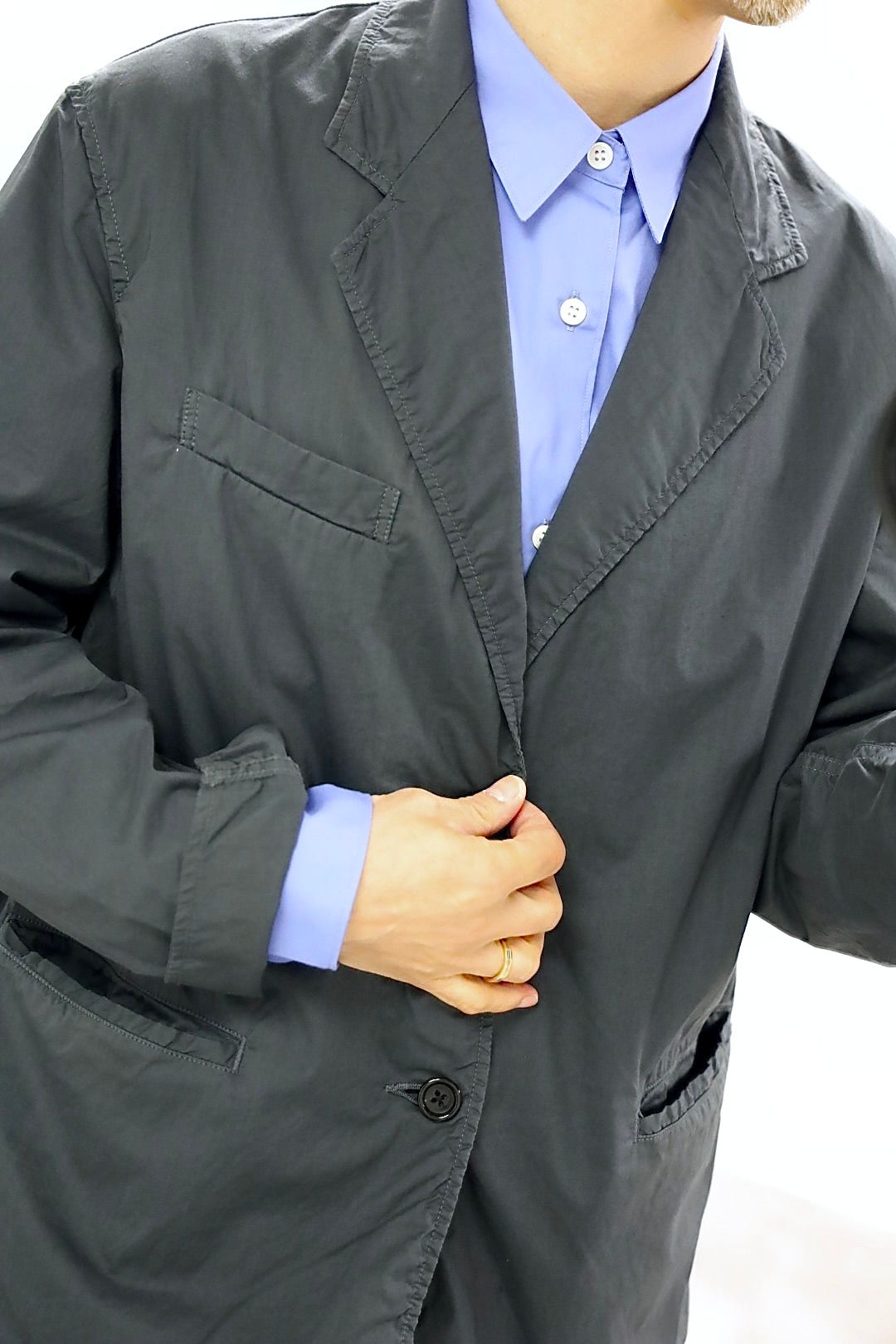 グラフペーパー 26SS Garment Dyed Typewriter Oversized Jacket(GU261-20099B)C.GRAY