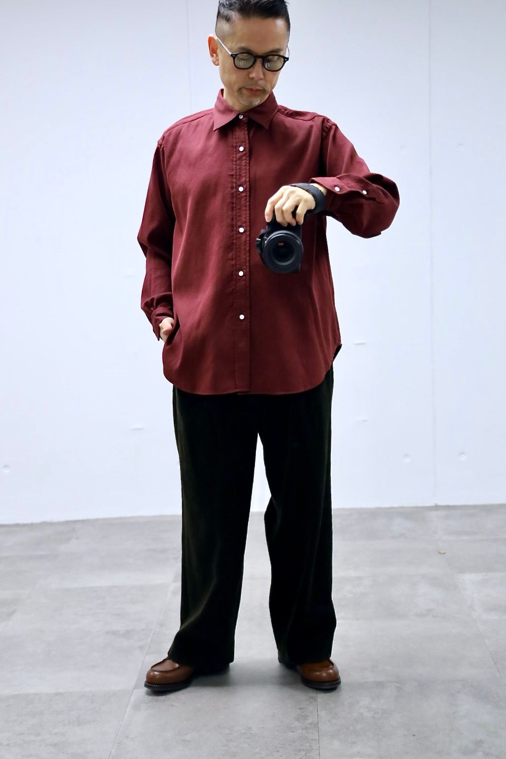 アプレッセ 2026 STYLE1 Double Weave Twill Regular Collar Shirts(26SAP-02-05)BURGUNDY☆12月27日(土)発売！
