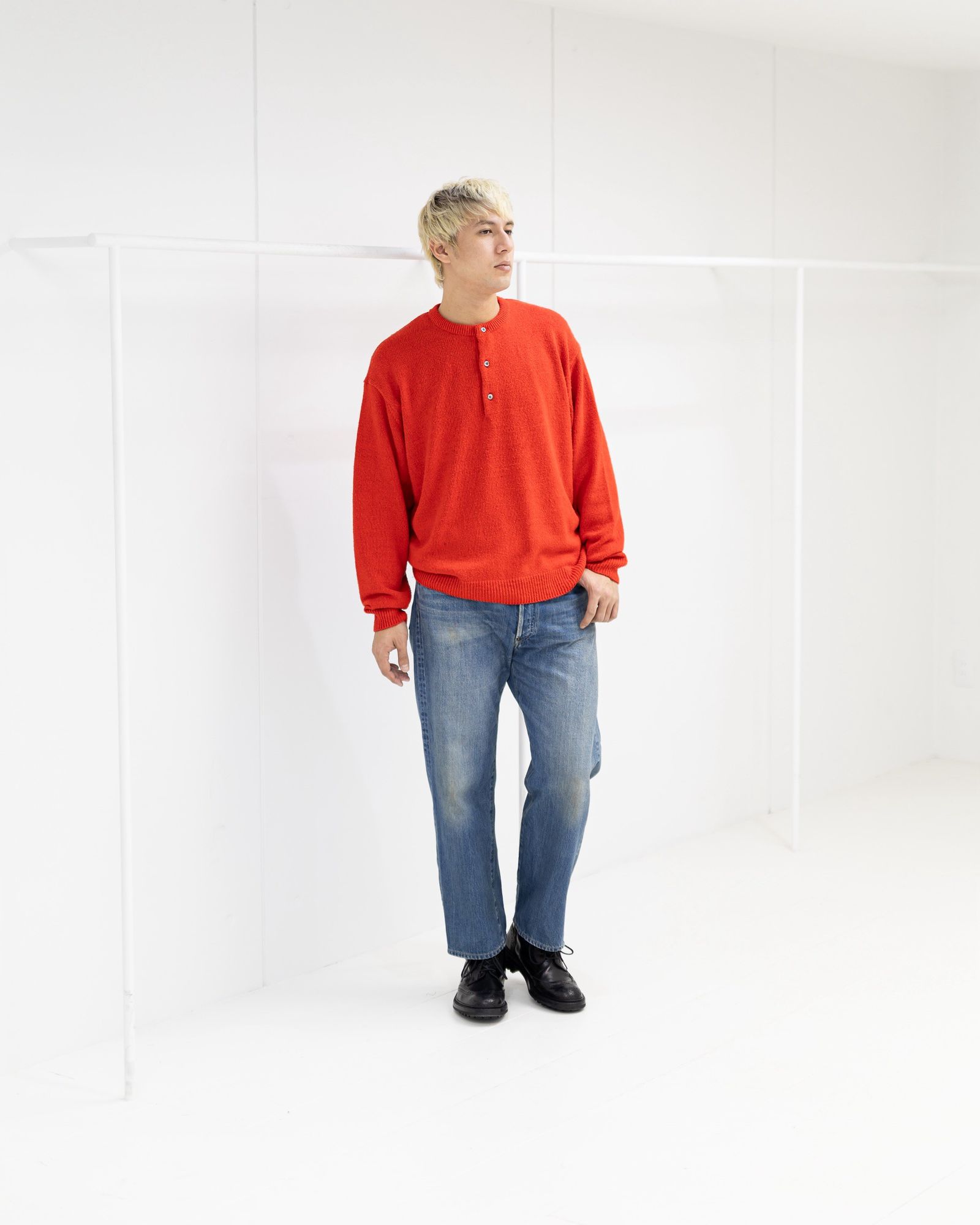 アプレッセ 2026 STYLE1 Washed Silk Nep Henry Neck Sweater(26SAP-03-08)RED☆1月10日(土)発売！