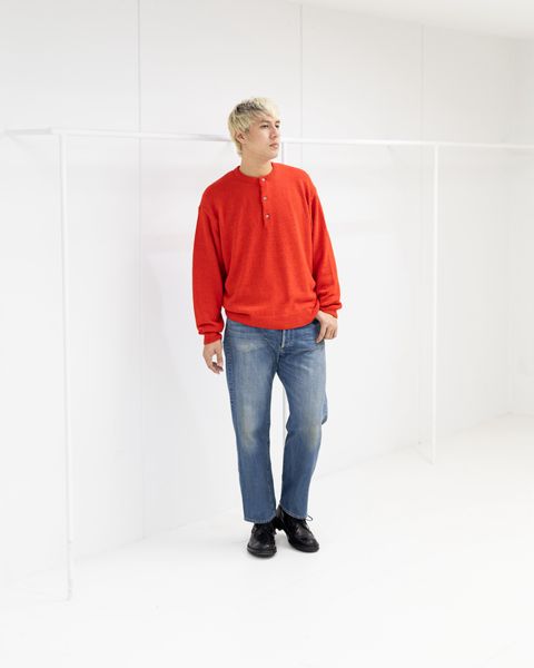 A.PRESSE  Washed Silk Nep Henry Neck Sweater   (RED) 1月10日(土)新作発売！