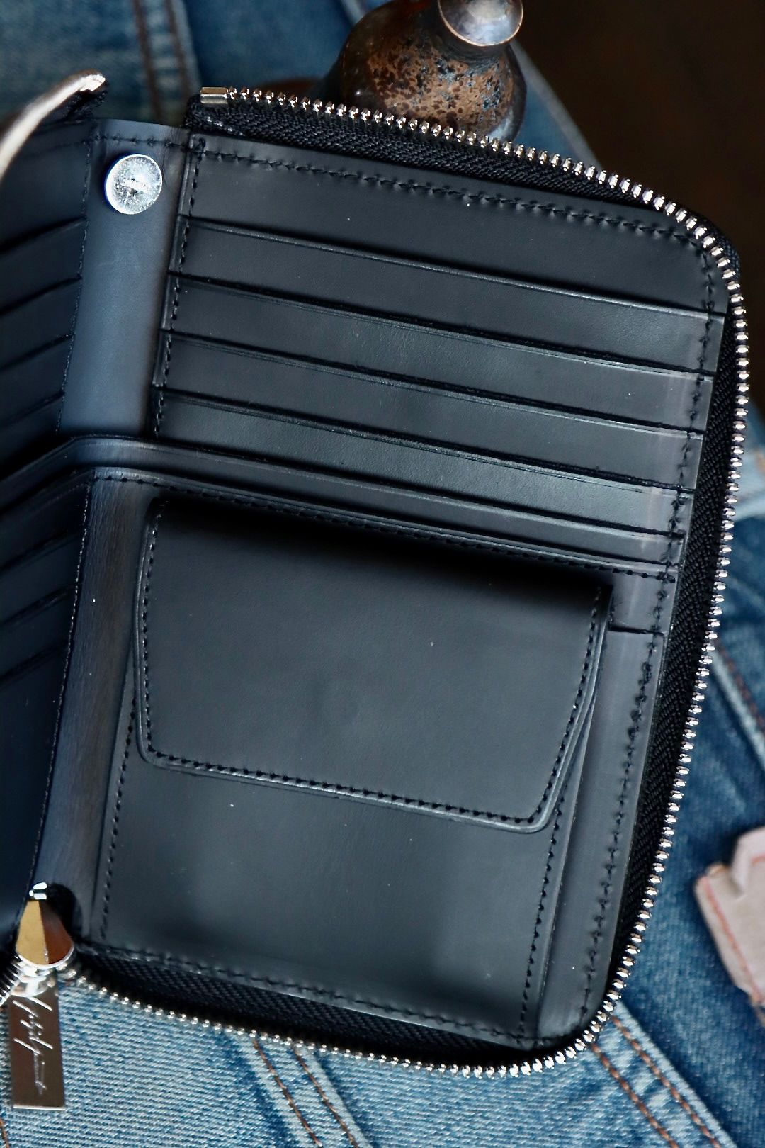ヨウジヤマモト24SS THICK NATURAL FASTENER WALLET S(HS-A01-763-1)BLACK