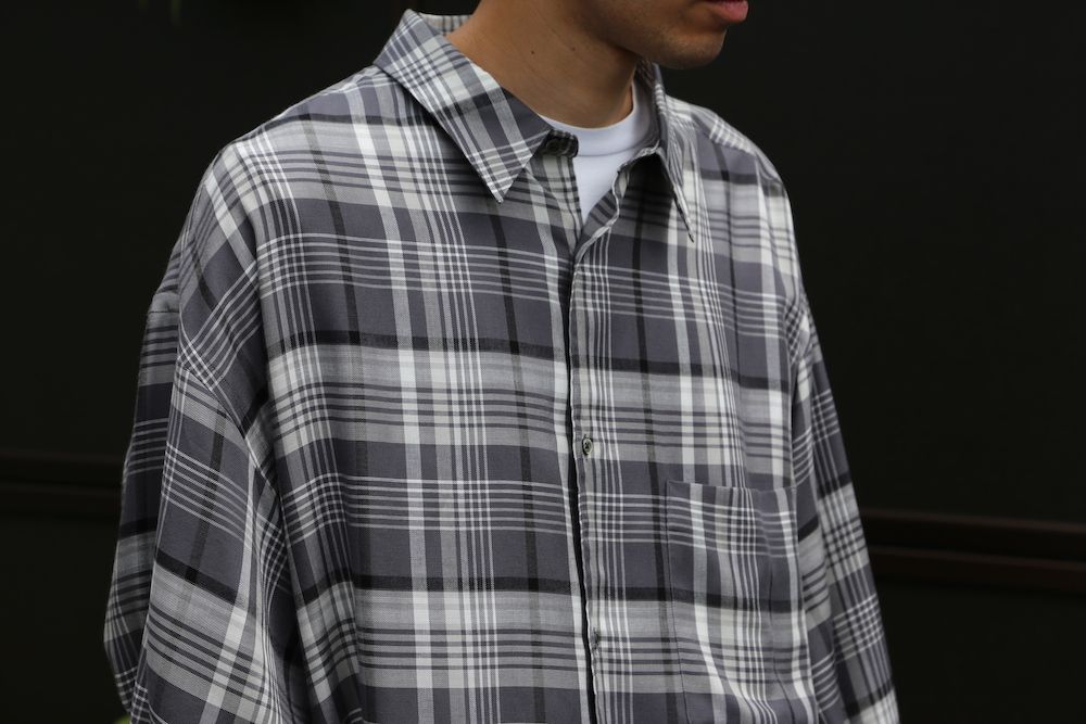 Graphpaper Tencel Check Regular Collar Big Sleeve Shirt